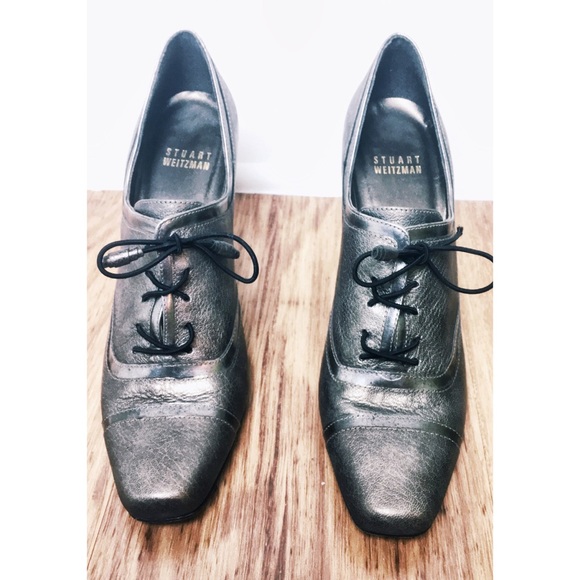 Stuart Weitzman Silver Metallic Lace Up Booties - Picture 2 of 5